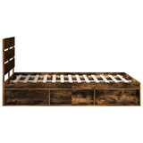 Bed Frame Smoked Oak 140 x 190 cm Solid Pine Wood 3411748