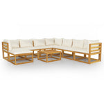 ZNTS 9 Piece Garden Lounge Set with Cushions Solid Wood Acacia 3098678