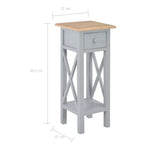 ZNTS Side Table Grey 27x27x65.5 cm Wood 280058