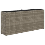 ZNTS Garden Planters with 2 Pots 2 pcs Grey 90x20x40 cm Poly Rattan 3210515