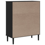 Highboard SENJA Rattan Look Black 90x40x112cm Solid Wood Pine 358054