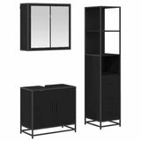 Bathroom Furniture Set 3 pcs Black Oak Engineered Wood 3402328