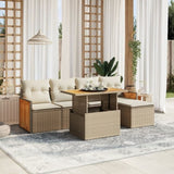 6 Piece Garden Sofa Set with Cushions Beige Poly Rattan 3273935