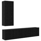 TV Wall Unit Wall-mounted 5 pcs Black oak Engineered Wood 3402778