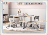 Height Adjustable Toddler Table and Chair Set, 3 Pcs Children Activity Table w/ 2 Chairs, for T3398P347725