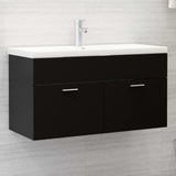 Sink Cabinet with Built-in Basin Black Engineered Wood 3070839