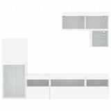 6 Piece TV Wall Units with LED White Engineered Wood 3216732