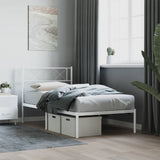 Metal Bed Frame without Mattress with Headboard White 90x200cm 372319