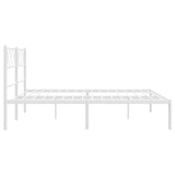 Metal Bed Frame without Mattress with Headboard White 120x190cm 372323