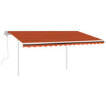 ZNTS Manual Retractable Awning with LED 4.5x3 m Orange and Brown 3069965