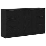Sideboard with Drawer 3 pcs Black Oak Engineered Wood 3332544