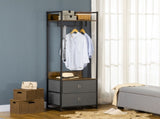 Clothes Rail, Metal Coat Stand, Garment Rack with 2 Fabric Storage Drawers, Single Wardrobe for T3398P341424