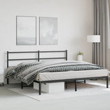 Metal Bed Frame without Mattress with Headboard Black 200x200cm 355372