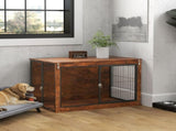 46.46'' Dog Crate Furniture with Openable Top, Two Lockable Doors, for Extra Large Dogs, Rustic T3398P425265