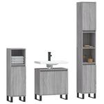 ZNTS 3 Piece Bathroom Cabinet Set Grey Sonoma Engineered Wood 3187803