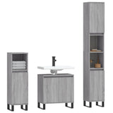 ZNTS 3 Piece Bathroom Cabinet Set Grey Sonoma Engineered Wood 3187803
