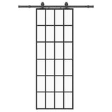 Sliding Door with Hardware Set Black 76x205 cm ESG Glass 3375905