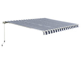 Manual Retractable Awning, 3x2.5 m-Blue/White Stripes T3398P310347