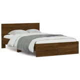 Bed Frame with Headboard and LED Brown Oak 120x190 cm Small Double 3207643