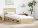Bed Frame with Drawer Sonoma Oak 75 x 190 cm Engineer Wood 3410758