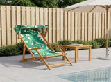 Deck Chair 3 Position Solid Eucalyptus Wood Leaf Pattern 42024890