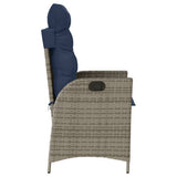 3 Piece Bistro Set with Cushions Grey Poly Rattan 365279