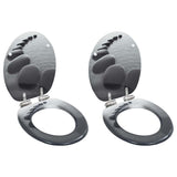 WC Toilet Seats 2 pcs with Soft Close Lids MDF Stones Design 276996