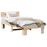 Bed Frame with Headboard Natural 75 x 190 cm Solid Pine Wood 872593
