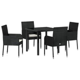 Garden Dining Set with Cushion 5 pcs Black Poly Rattan 3380100
