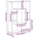 Bookcase White 63x20x90 cm Engineered Wood 858138