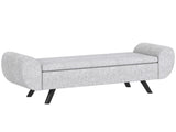 Storage Ottoman with Armrest, Upholstered Linen Storage Bench, Window Seat with Rubberwood Legs, T3398P329507