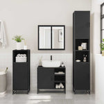 ZNTS 2 Piece Bathroom Furniture Set Black Engineered Wood 3300905