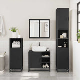 ZNTS 2 Piece Bathroom Furniture Set Black Engineered Wood 3300905
