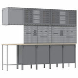 Work Cabinet Set with Drawer with Shelf 12 pcs Black and Grey 3321508