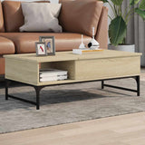 Coffee Table Sonoma Oak 100x50x35 cm Engineered Wood and Metal 845392