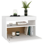 Bedside Cabinet & LED Lights 2 pcs White 60x35x40 cm Engineered Wood 3082775