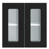 Kitchen Wall Cabinet with Glass Door Kalmar Black Engineered Wood 853668