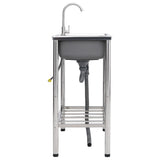 Camping Sink Double Basins with Tap Stainless Steel 151211