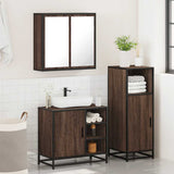3 Piece Bathroom Furniture Set Brown Oak Engineered Wood 3300969