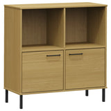 Bookcase with Metal Legs Brown 90x35x90.5 cm Solid Wood OSLO 351015
