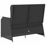 Garden Bench with Cushion Black and Cream White Poly Rattan 3394440