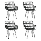 Garden Dining Set Black PE rattan, steel, tempered glass 3157838