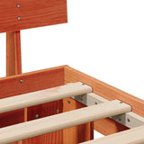 Bed Frame with Headboard Wax Brown 140 x 190 cm Solid Pine Wood 3382282