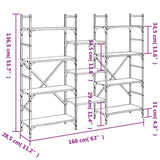 Bookshelf Grey Sonoma 160x28.5x136.5 cm Engineered Wood 838876