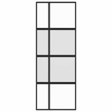 Sliding Door Black 76x205 cm Tempered Glass and Aluminium 155228