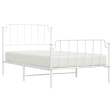 Metal Bed Frame without Mattress with Footboard White 107x203cm 373950