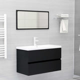 Sink Cabinet With Basin Black and White Engineered Wood, Ceramic 3071550