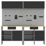 ZNTS 8-Piece Workbench Set in Black Steel 3321498