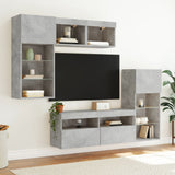 5 Piece TV Wall Units with LED Concrete Grey Engineered Wood 3216728