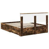 Bed Frame with Drawer Smoked Oak 140 x 200 cm Engineered Wood 3408267
